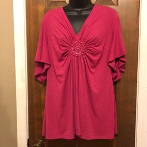 ECI NY Blouse Hot Pink!! PLUS size XXL.